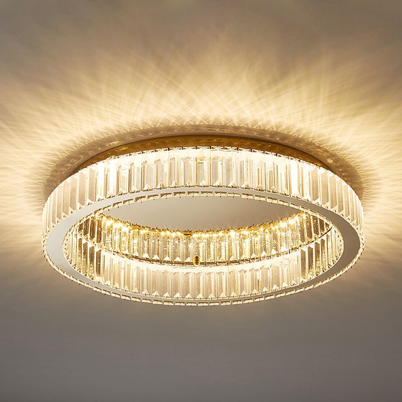 Modern Fashionable LED Ceiling Fixture Stainless-Steel Flush Mount with Crystal Shade