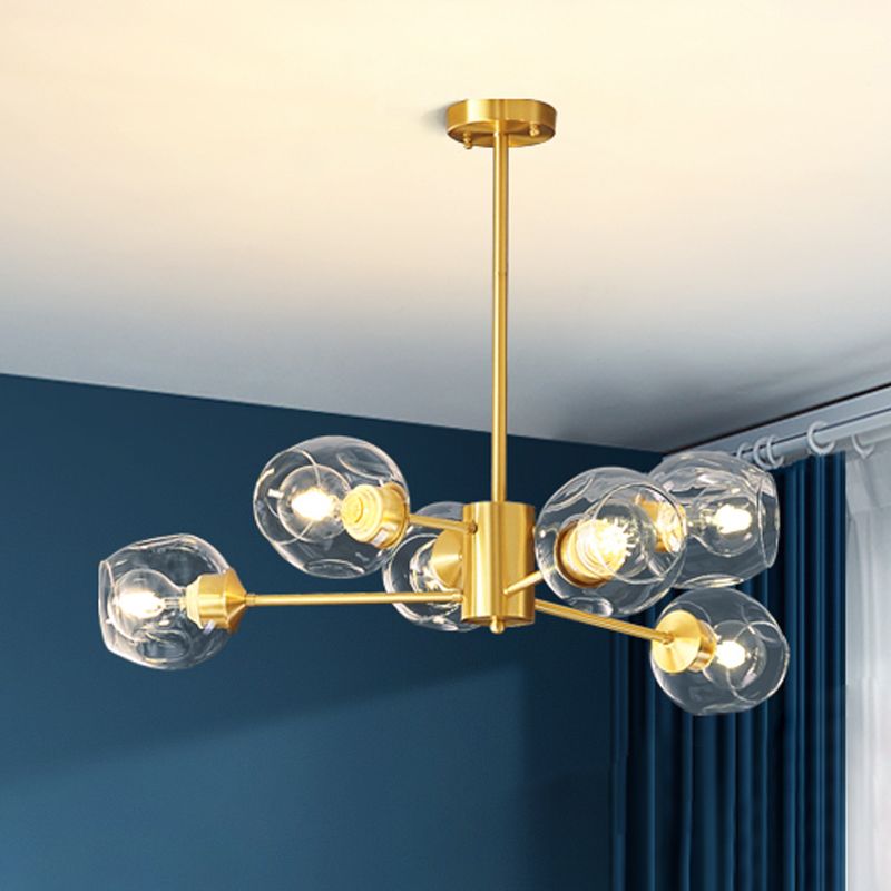 Gouden sputnik kroonluchter eenvoud helder glazen schaduwverlichting voor slaapkamer
