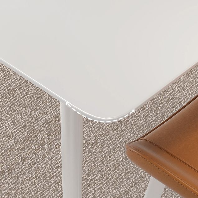 Contemporary White Rectangular Stone Dining Table with Steel Legs