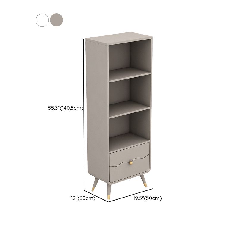 Contemporary Shelf Bookcase Wood Bookshelf with Drawer for Living Room