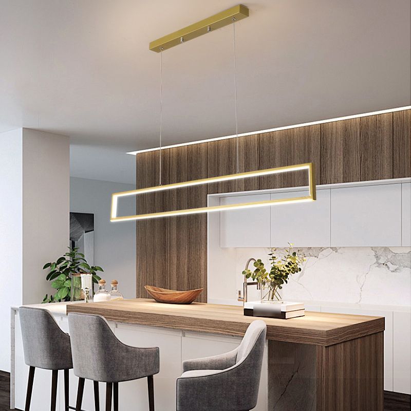 Rectangle Shape Island Pendant Contemporary Style Metal 1 Light Pendant Lighting Fixture