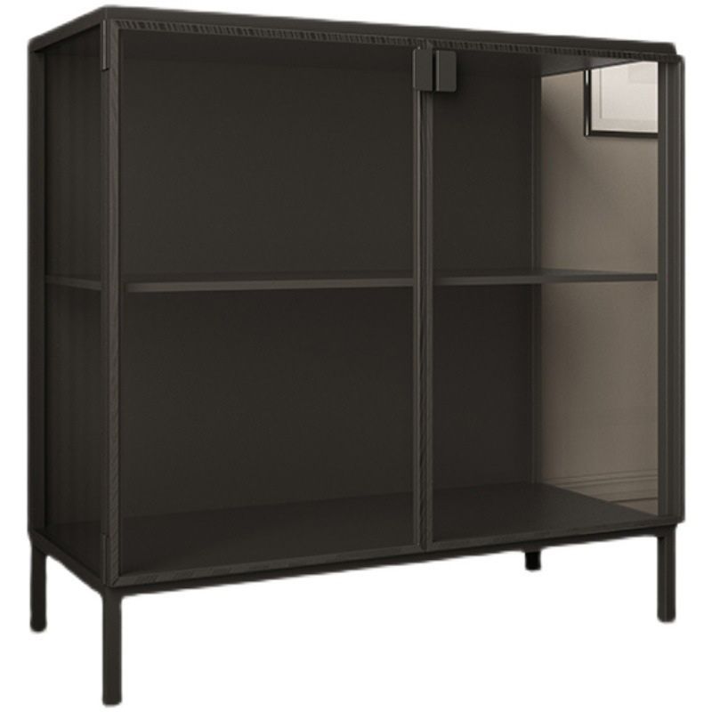 Modern Curio Cabinet Metal Display Cabinet with Doors for Dining Room