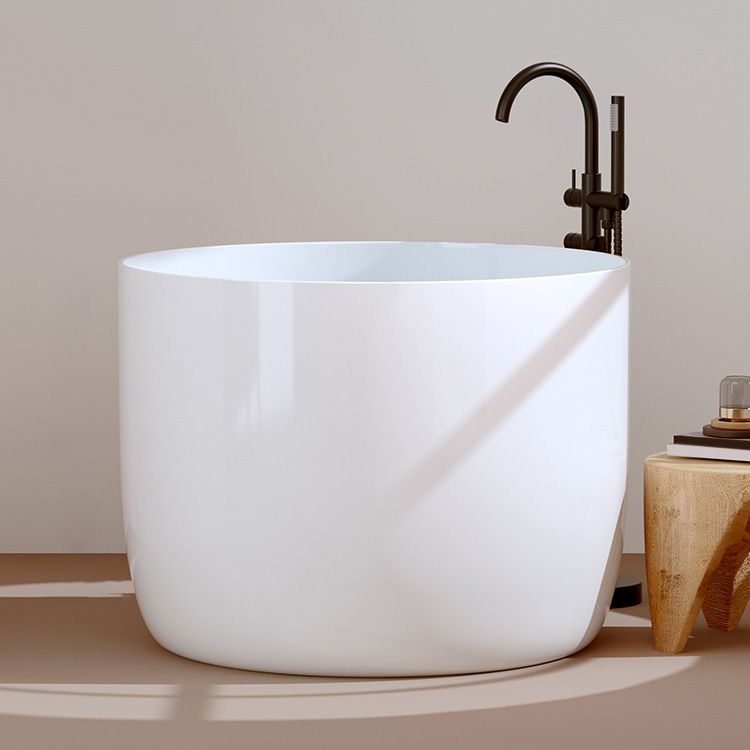 Round Soaking Bathtub Antique Finish Acrylic Freestanding Bath Tub