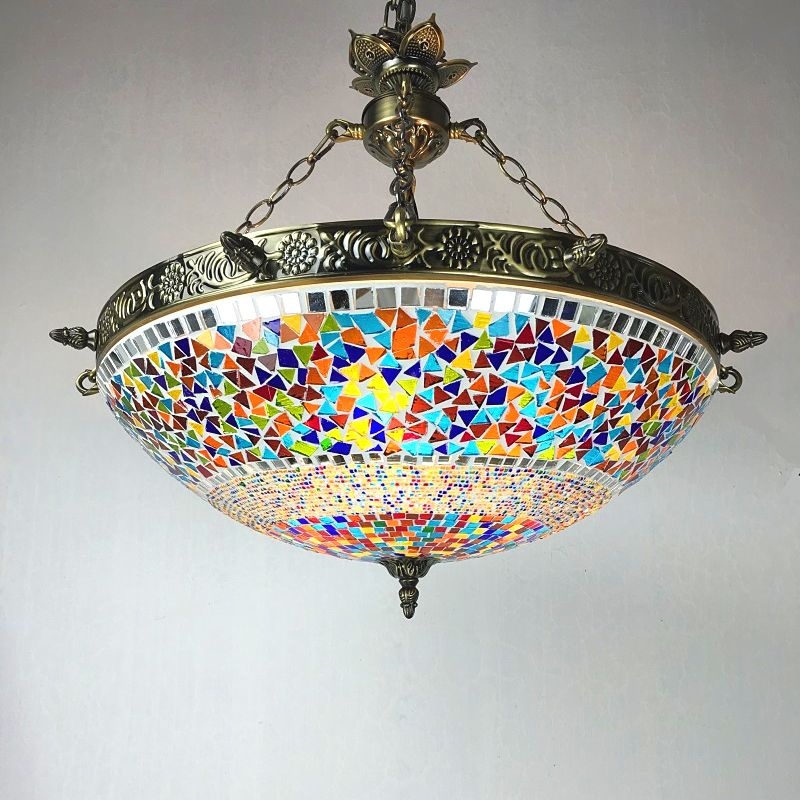 Spherical Amber Cyclone Glass Hanging Chandelier Retro 7 Heads Ceiling Pendant Light