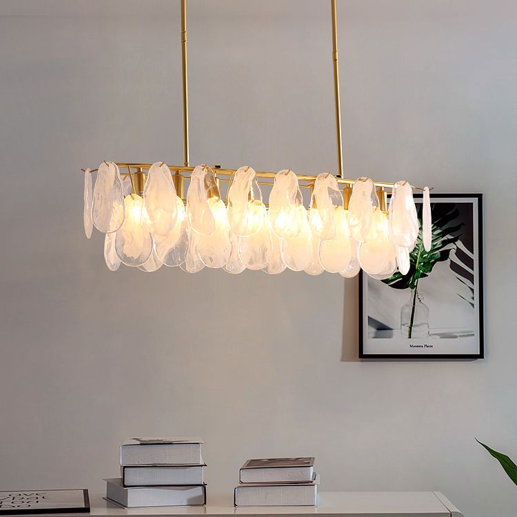 Contemporary Style Rectangle Island Lighting Ideas Glass 8 Light Island Lights