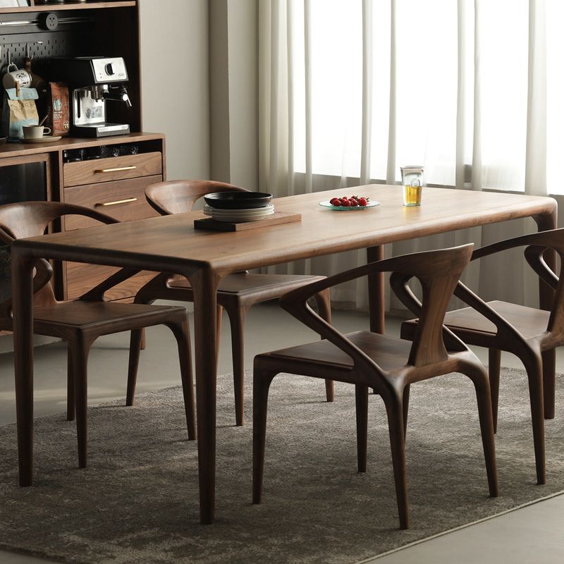 Industrial Dining Table Rectangular Table with Wooden Legs for Home Use