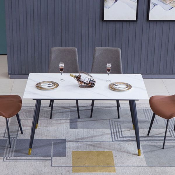 Faux Leather Dining Chairs Contemporary Armless Chairs with Metal Base