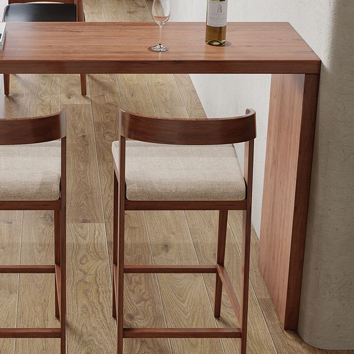 Modern Free Form Bar Table Set 1/3 Pcs Pine Solid Wood Bar Table and Stools in Brown