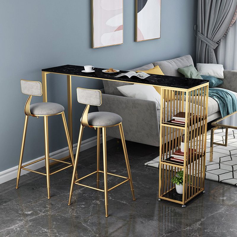 Artificial Marble Cocktail Bar Table 42-inch Height Gold Base Pub Table