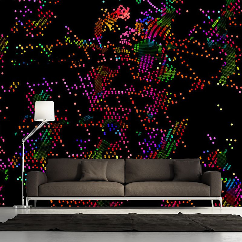 Novelty Dots Pattern Mural Wallpaper Black-Red Abstract Wall Covering for Decoration