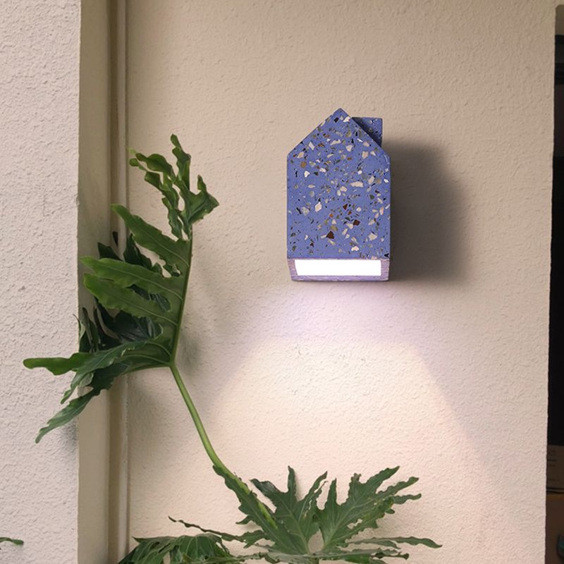 Nordic Cement Wall Light House Shape Colorful Wall Sconce for Living Room