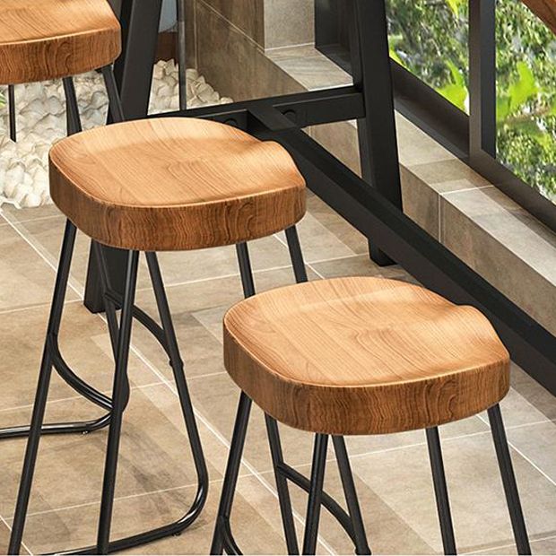 Contemporary Backless Dining Stools Wood Bar Stools with Footrest