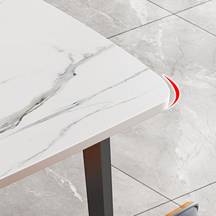 Modern Stone Rectangle Dining Table 4 Metal Legs for Dining Room