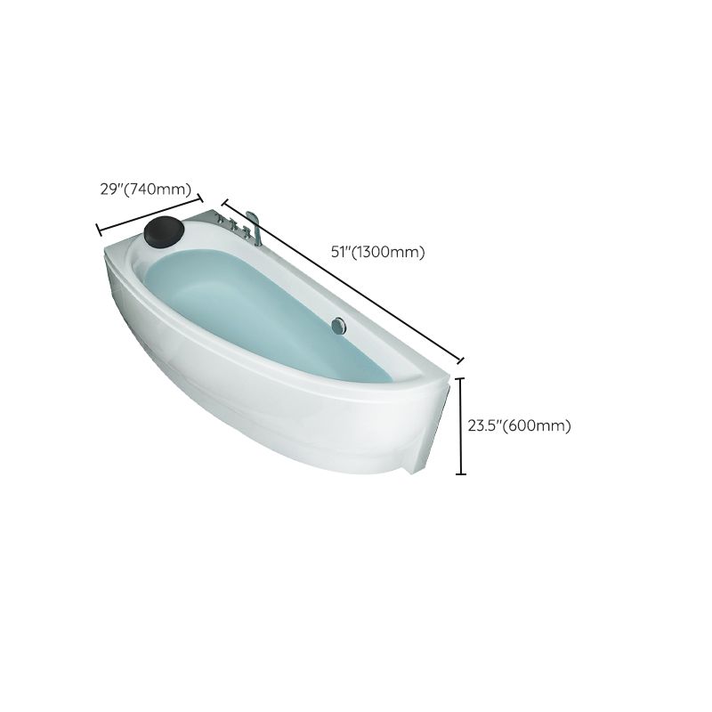 Back to Wall Corner Bathtub Acrylic White Modern Soaking Bath