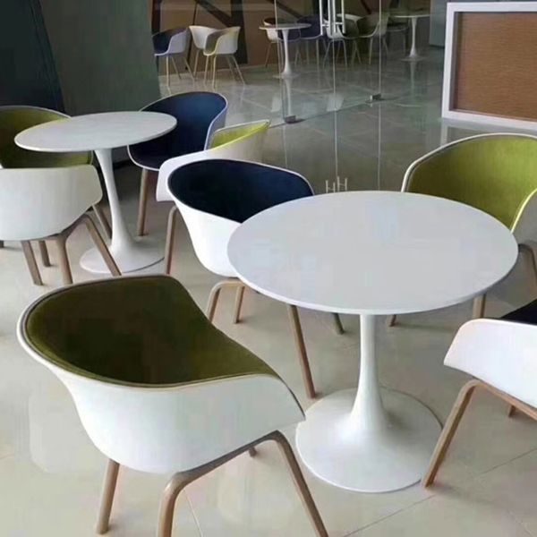 Simple MDF Round Shape Dining Tale Standard Kitchen Dining Table with Tulip Base