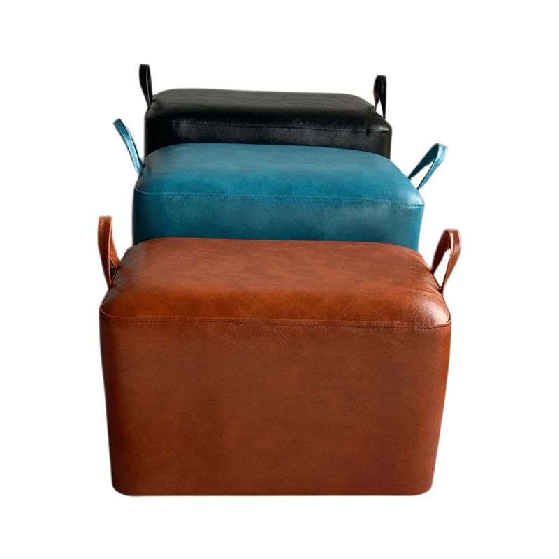 Modern PU Leather Poof Plain Rectangle Water Resistant Ottoman Chair