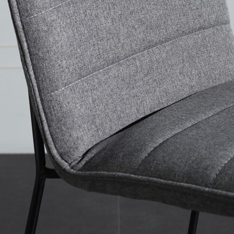 Contemporary Armless Upholstered Low Back Bar Stools with Metal Base