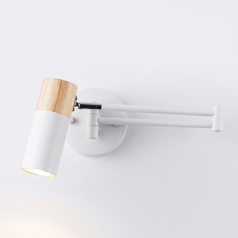 Modern Style Half Cylinder Shade Swing Arm Wall Lighting Metal 1 Light Sconce Lamp