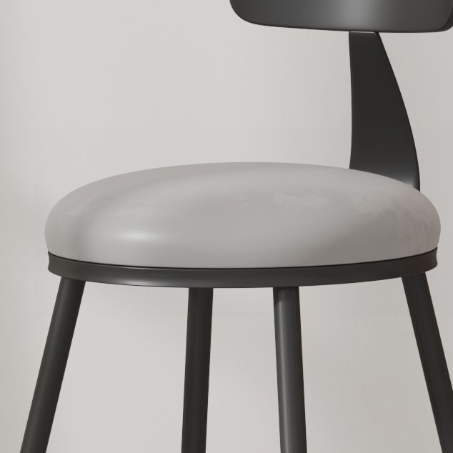 Modern Armless Backrest Counter Stool Iron Cafe Bar Stool with Leather Cushion