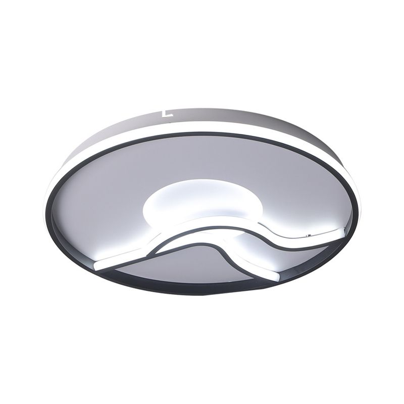 Lampada da incasso circolare da camera da letto in metallo 16.5 "/20.5 "/24.5" Dia LED Minimalismo Lampada da incasso in nero, bianco/luce calda