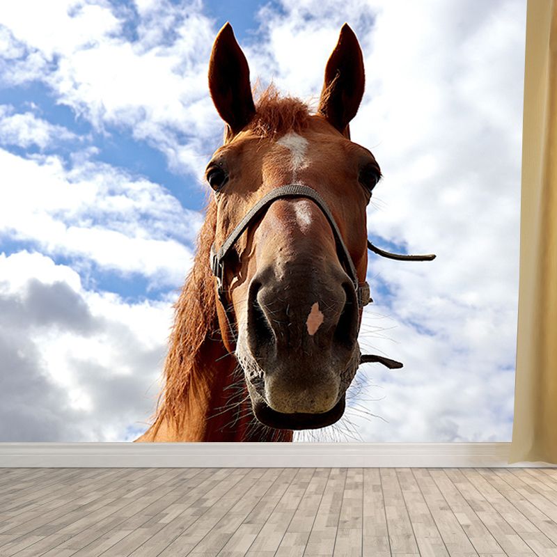 Horse Contemporary Wall Covering for Living Room Moisture Resistant, Made to Measure