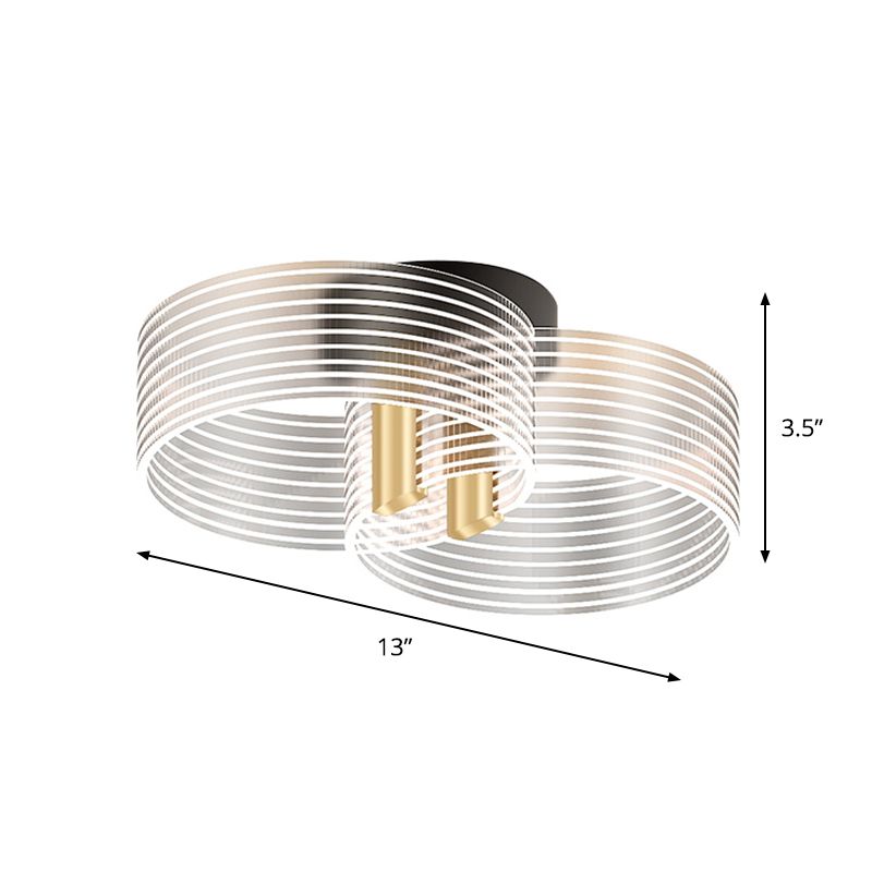 Black-Gold Round Semi Flush Simple 2/3/5 Lights Acrylic Ceiling Mount Light Fixture for Parlor