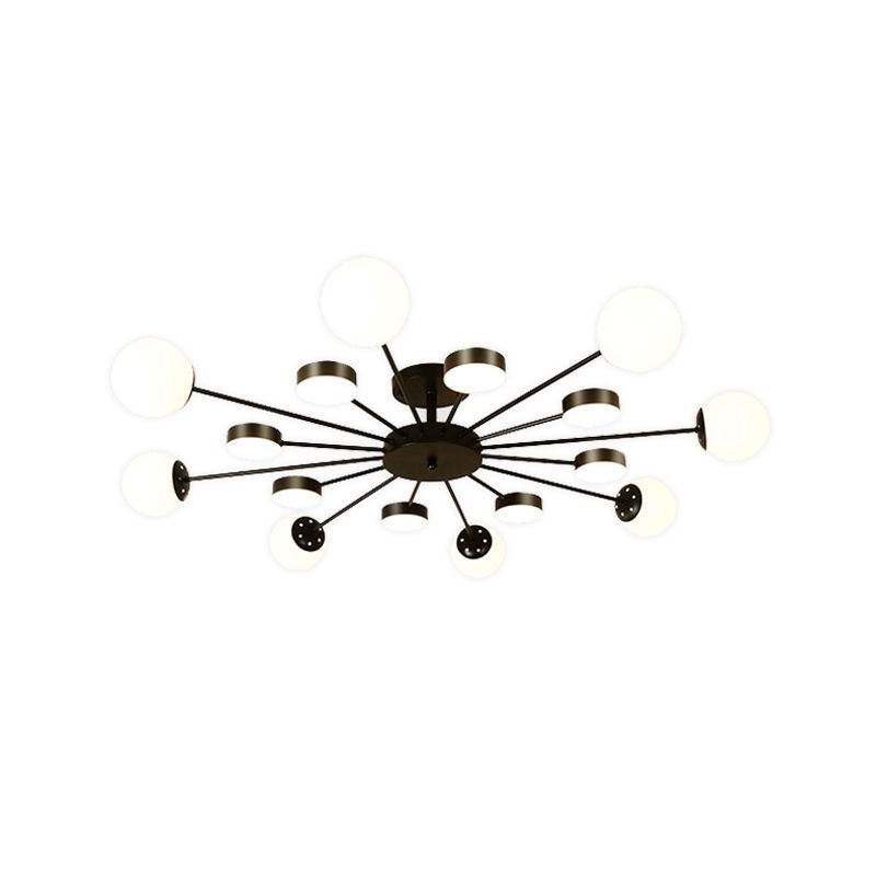Industrial Starburst Flush Mount Ceiling Light Glass Multiple-Light Flush Mount in Black