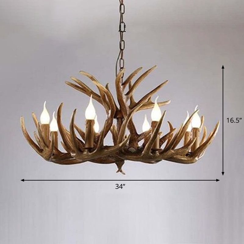 Lampada del lampadario in resina in resina di corno di cervo rustico per soggiorno per soggiorno