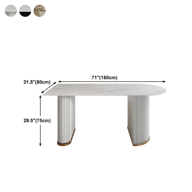 Free Form Sintered Stone Table for Restaurant Luxury Table with Double Pedestal