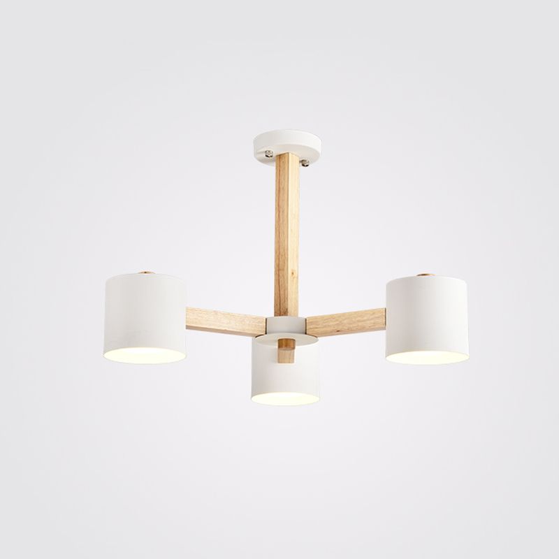 Nordic Modern Style Chandelier Lighting Fixtures Cylinder Wood Chandelier Lights