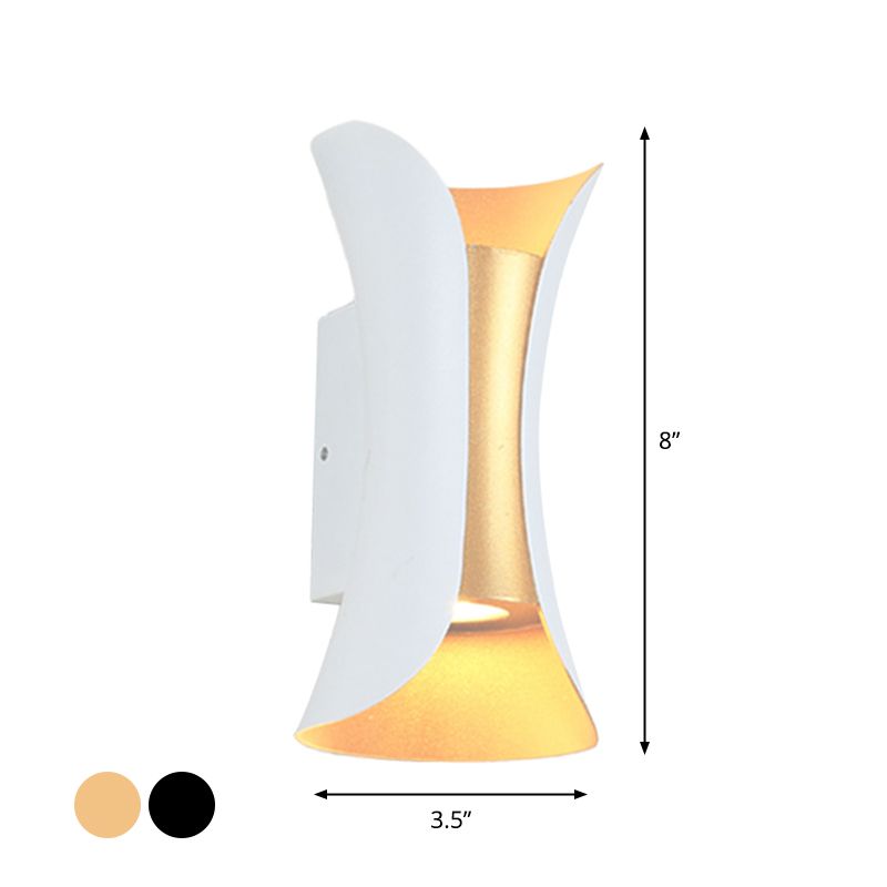 Kleine/große ausgestellte LED-Wandleuchten moderne Metall 2 Glühbirnen Schwarz/Weiß/Weißgold nach unten Licht für Terrasse