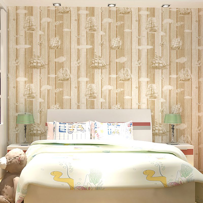 Neuartige Holzplanken-Tapetenrolle, helle, nautische Wanddekoration für Kinderzimmer