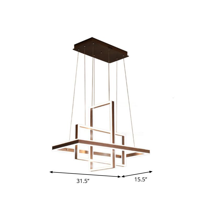 Rettangolo ad interblocco il lampadario creativo creativo in metallo minimalista soggiorno a led luce nel caffè