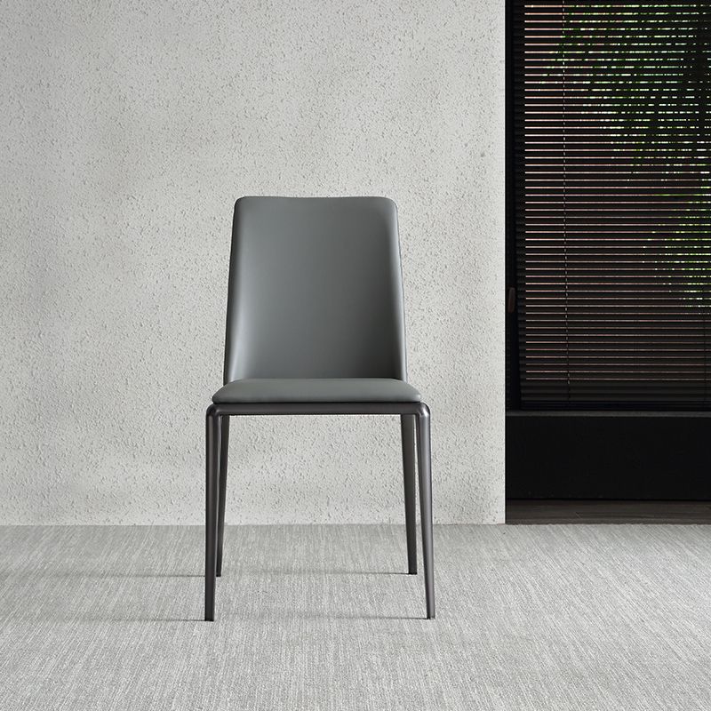Sillas laterales contemporáneas sin brazos con respaldo sólido, sillas de comedor de cuero para el hogar (juego de 2)