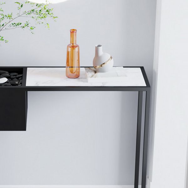 Contemporary Black Console Table Rectangle Console Sofa Table for Hall