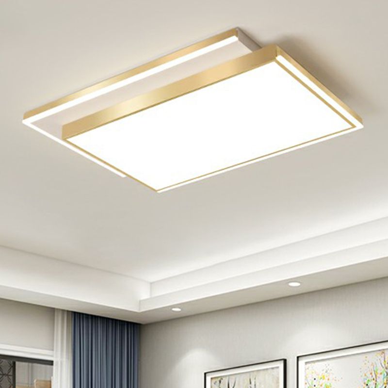 Rectangle Shaped Acrylic LED Ceiling Flush Minimalistic Gold Flush Mounted Light for Living Room