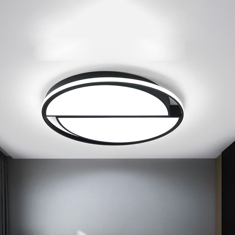 2 Lampada da incasso semicircolare Lampada da soffitto moderna a LED in metallo nero/bianco e nero per camera da letto in bianco caldo/caldo, 16,5"/20,5"/24,5" W
