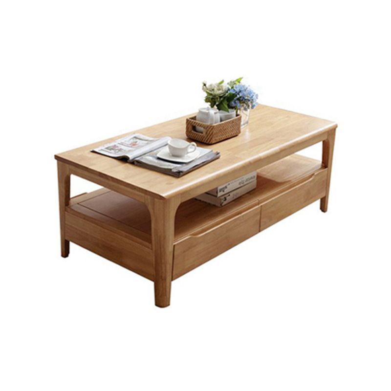 Modern 4 Legs with Storage Drawers Rectangular Single Coffee Table