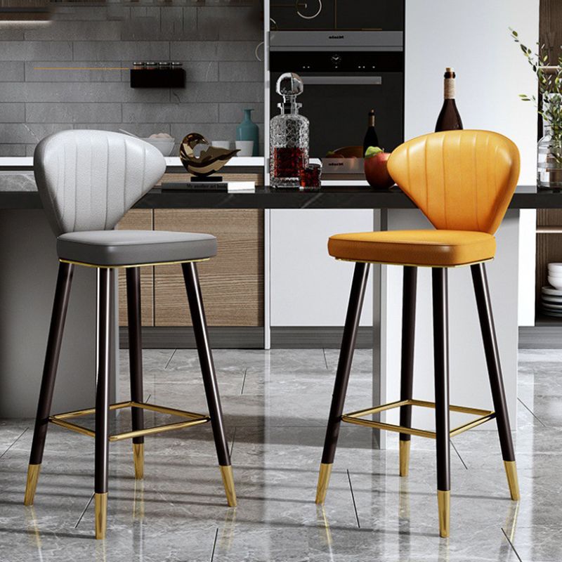 Nordic Glam Style Bar-stool PU Leather Counter Bar Stool with Metal Legs