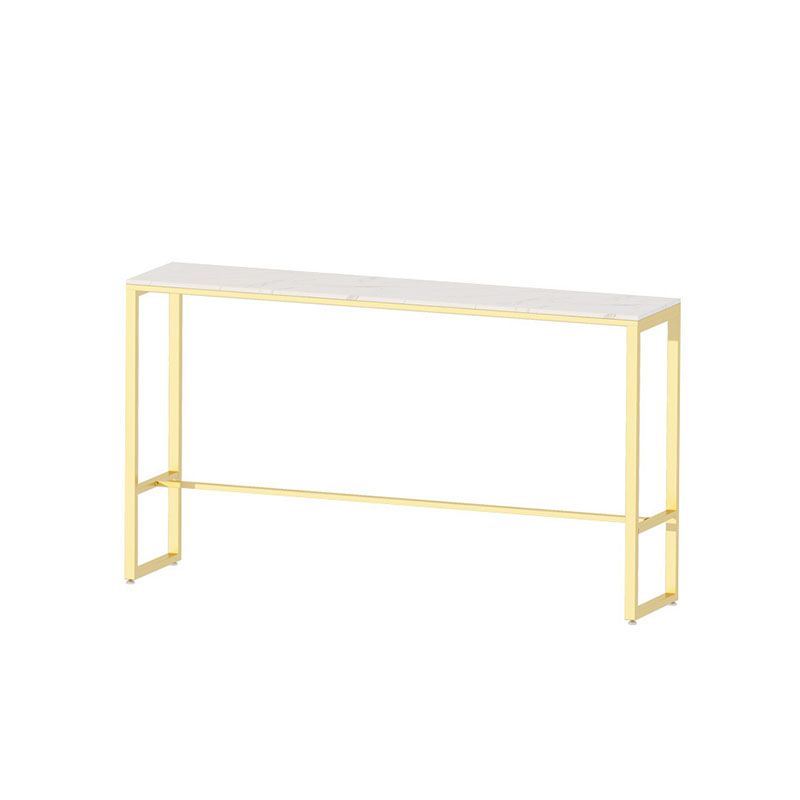 Glam 1/4 Pieces Bar Table Set Rectangle Stone Counter Table with High Stools for Shops