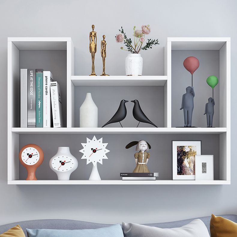 Modern Engineered Wood Bookcase, Geometric Wall Mounted Bookshelf for Any Room