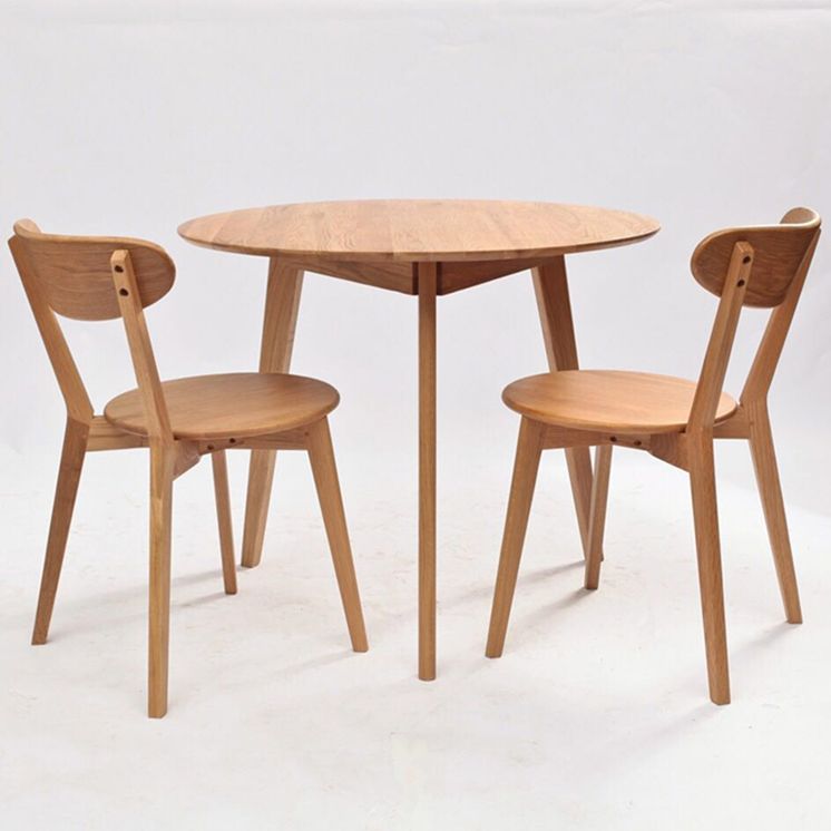 Solid Wood Tripod Base Dining Table Simplicity Style Round Dinette Table
