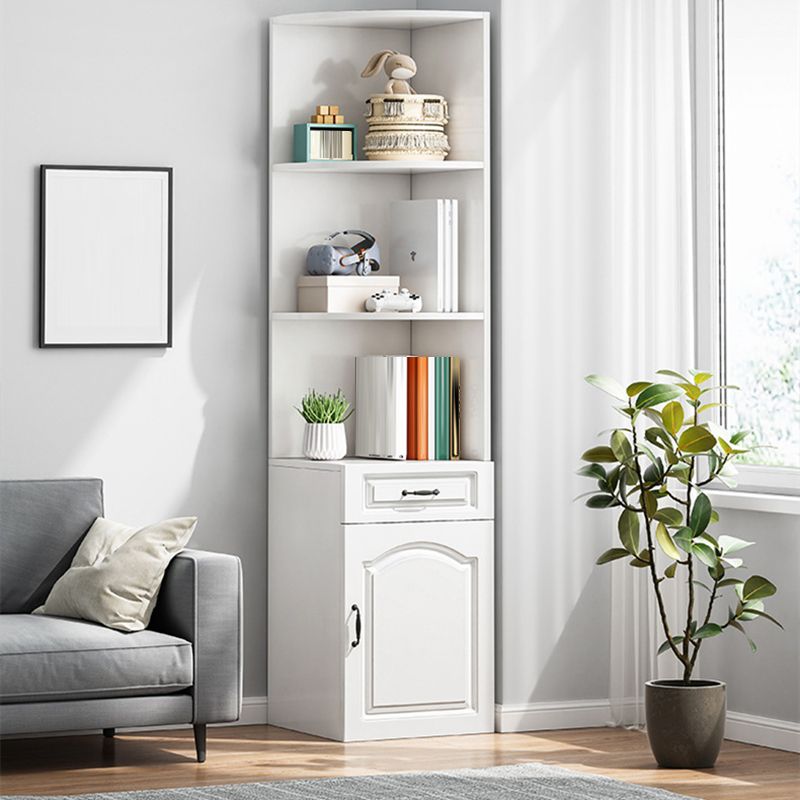 Contemporary Shelf Bookcase Engineered Wood Bookshelf with Drawer for Living Room