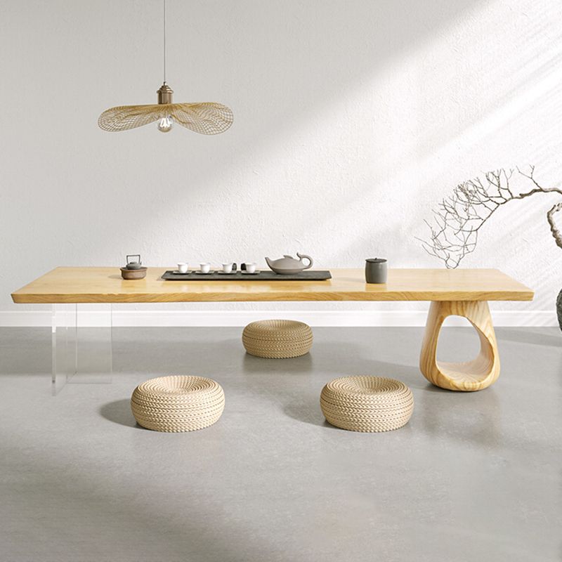 Contemporary 1 Single Coffee Cocktail Table in Pine Wood with 2 Legs