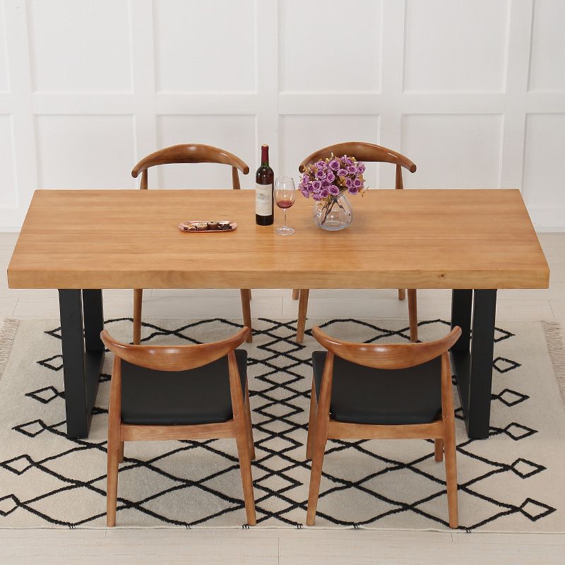 Industrial 1/4/5/7 Pieces Furniture Solid Wood Rectangle Dining Table Set in Brown