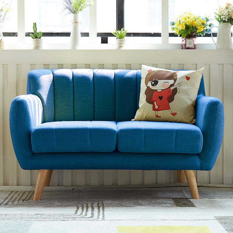 Cotton Blend Pillows Tuxedo Arm Settee Loveseat for Two People