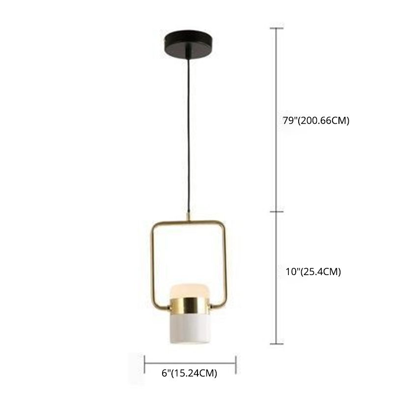 Zylindrische Anhängerlampe moderne minimalistische Metallhängelampe mit Rechteckring für Esszimmer
