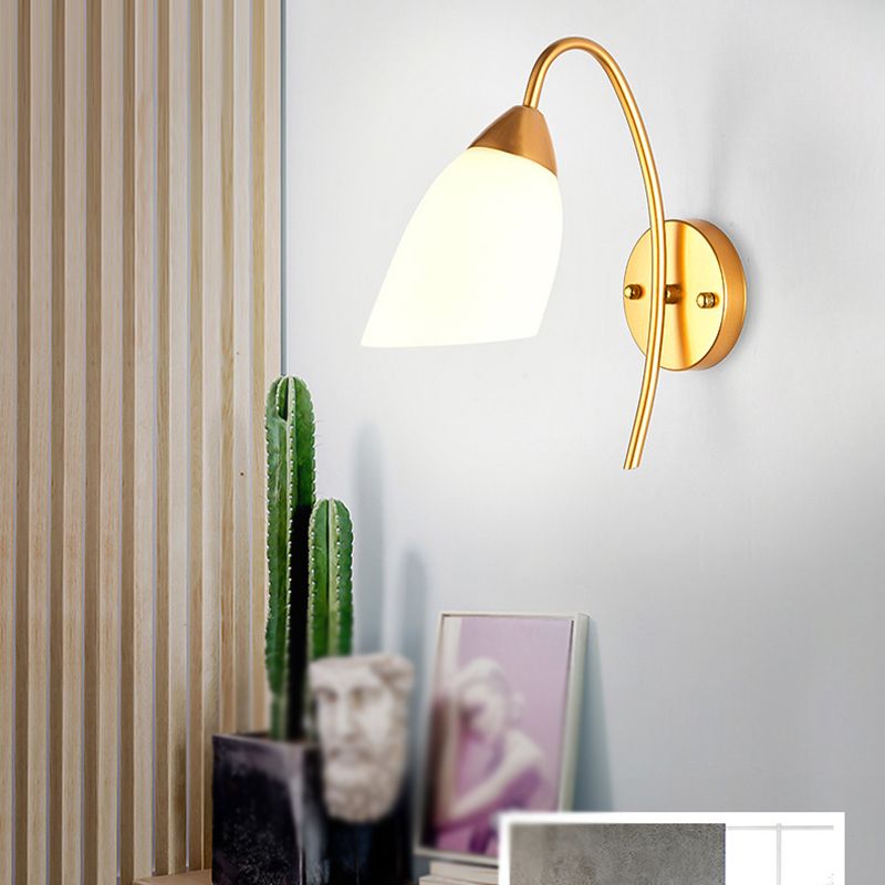 Metal Modern Wall Sconce Geometric Shape Vanity Light with Glass Shade for Bathroom