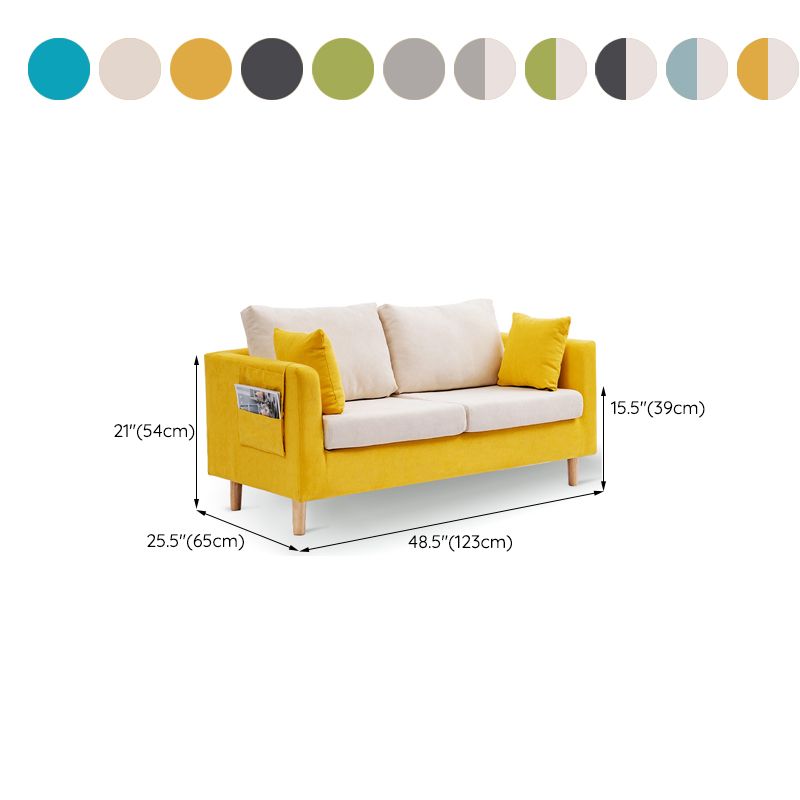 Modern Square Arm Standard Sofa Wooden Settee for Living Room