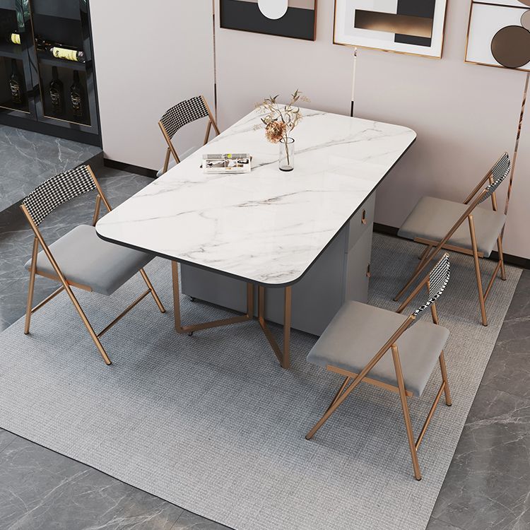 Foldable Sintered Stone Top Table Rectangle Extendable Table